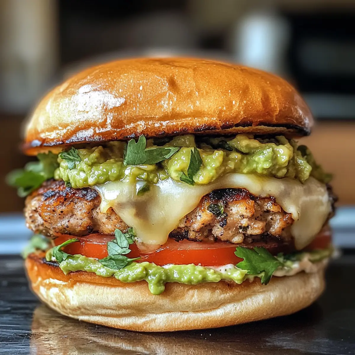 Juicy Stuffed Southwest Turkey Burgers with Pepper Jack & Guacamole