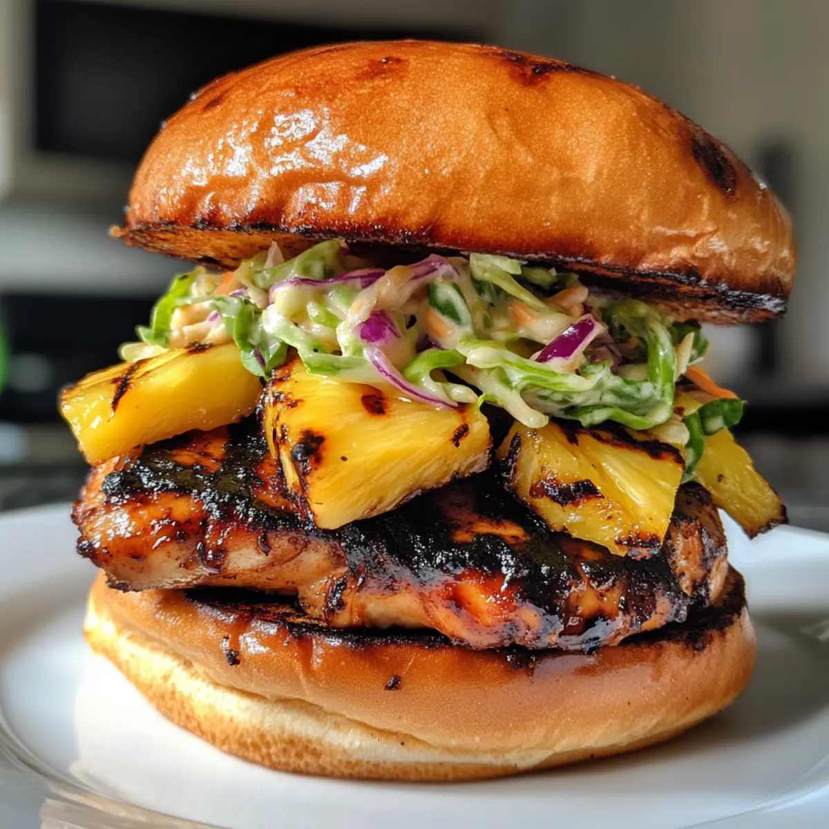 Savor the Ultimate Jerk Chicken Sandwich with Grilled Pineapple