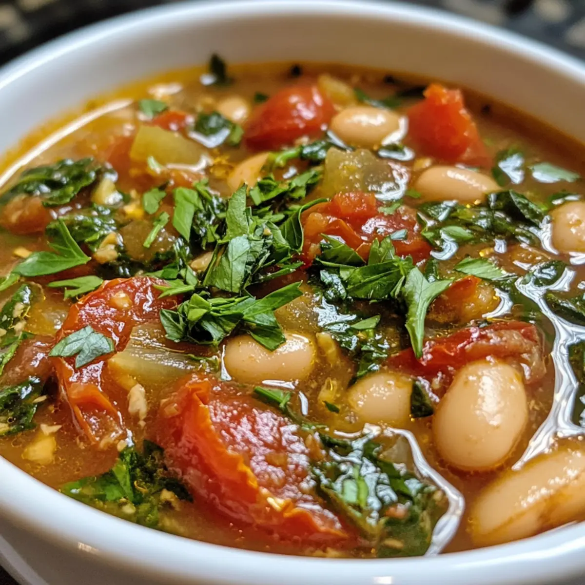 Hearty Roasted Tomato, White Bean and Spinach Stew Delight