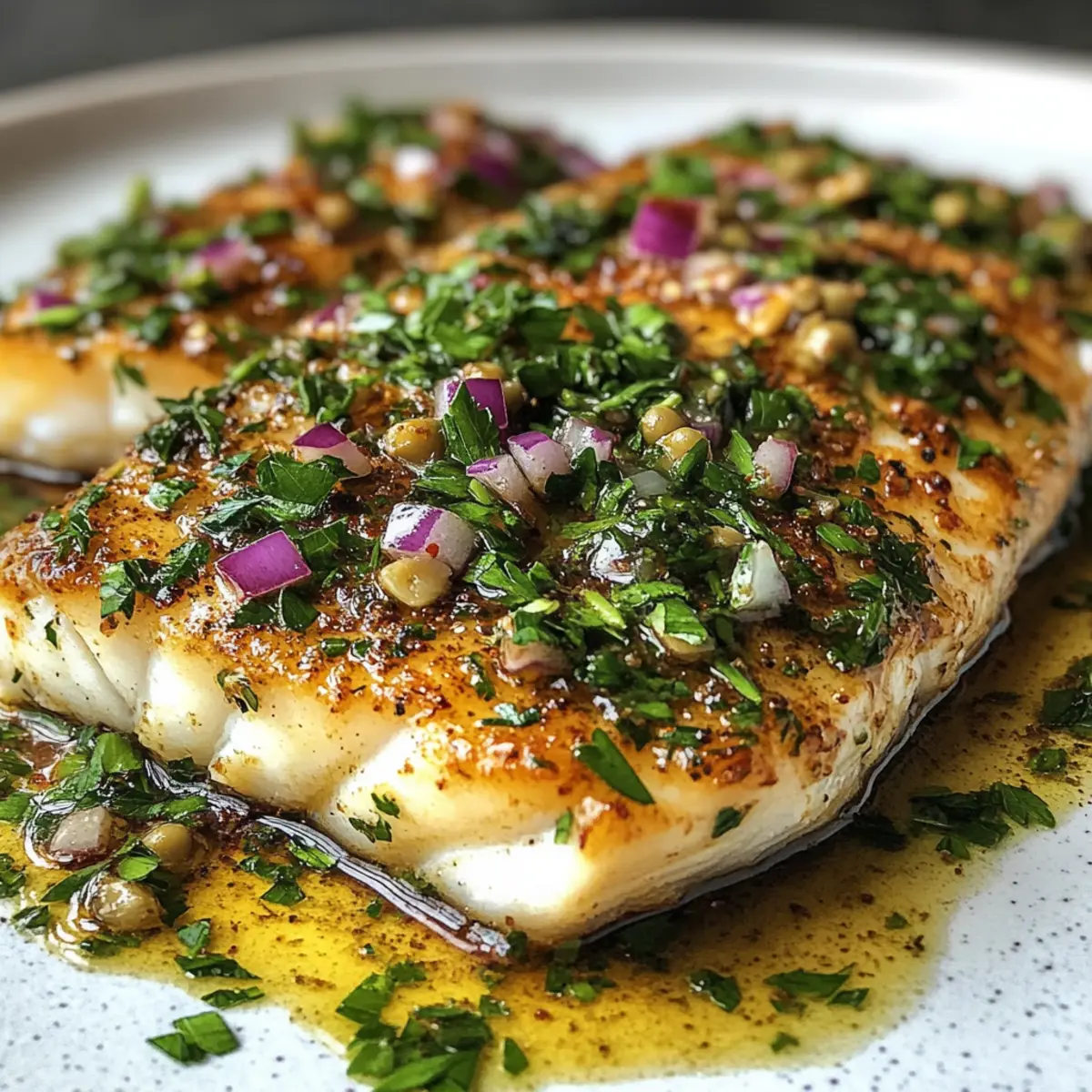Grilled Fish with Caper and Red Onion Dressing Bliss