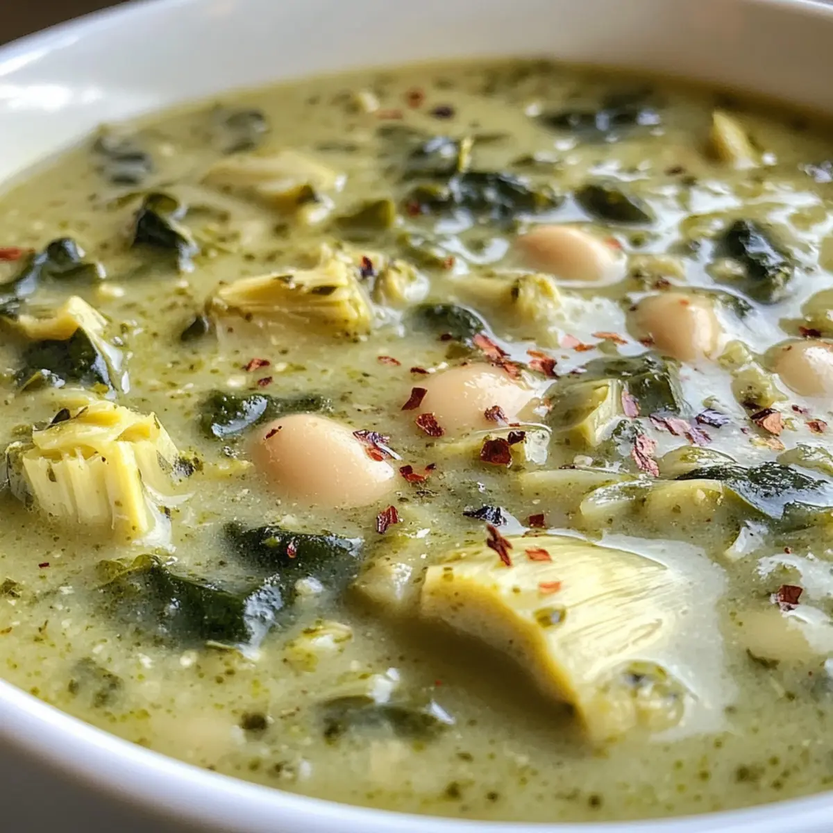 Creamy Spinach Artichoke White Bean Soup for Cozy Nights