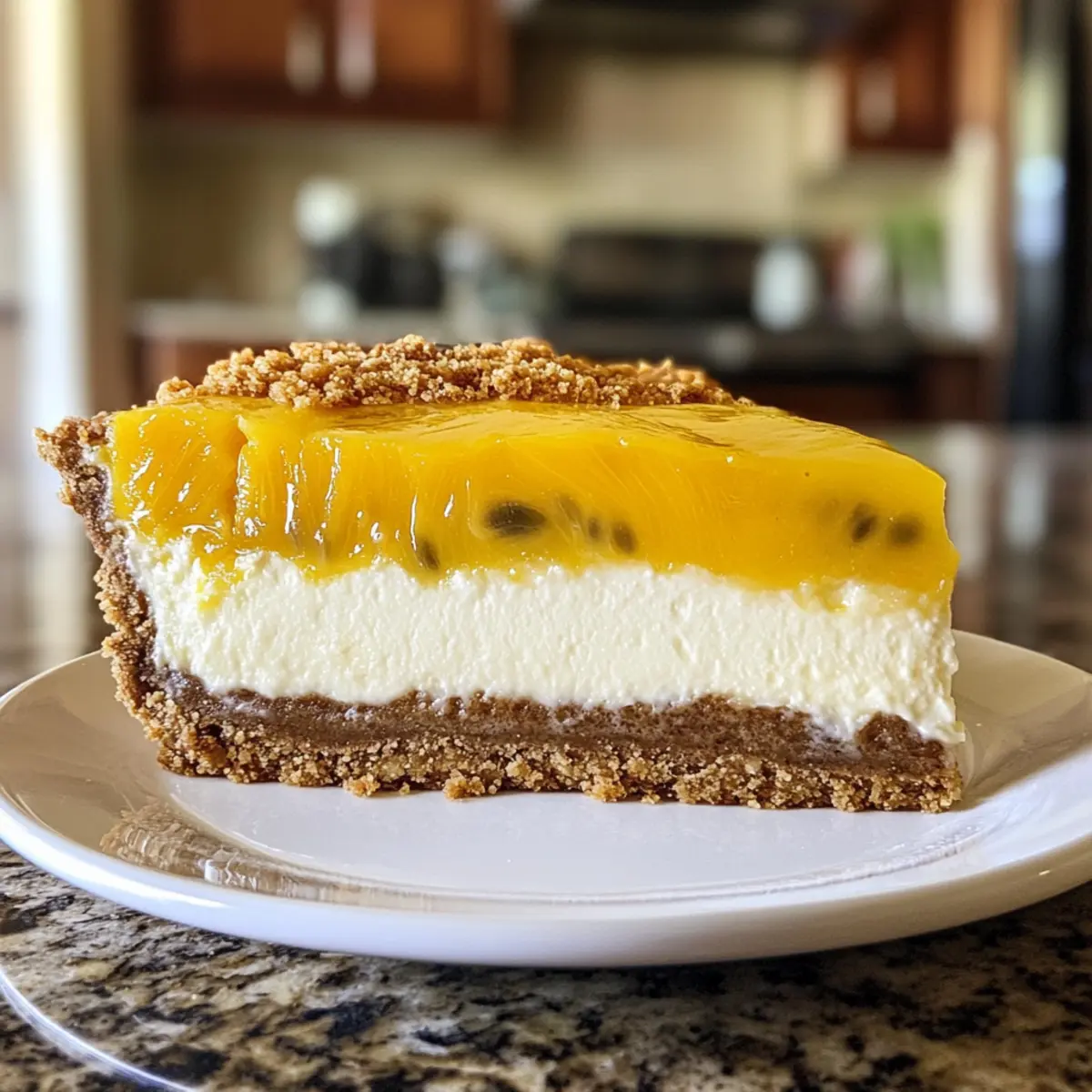 Creamy Passion Fruit & Mango Cheesecake with Gingersnap Crust