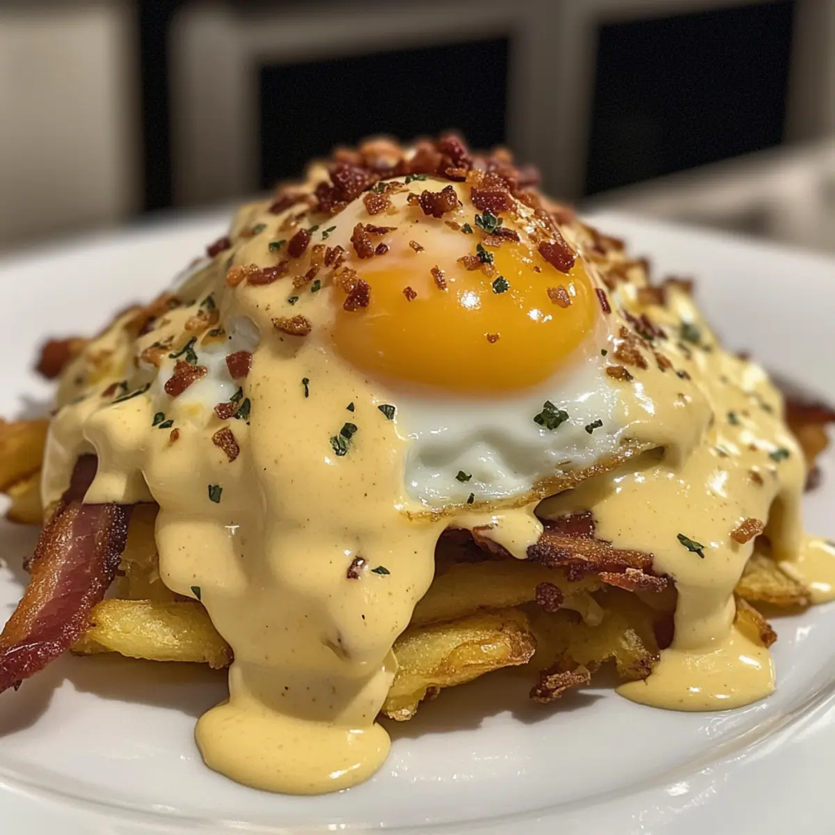 Delicious Breakfast Poutine with Hollandaise Sauce Bliss