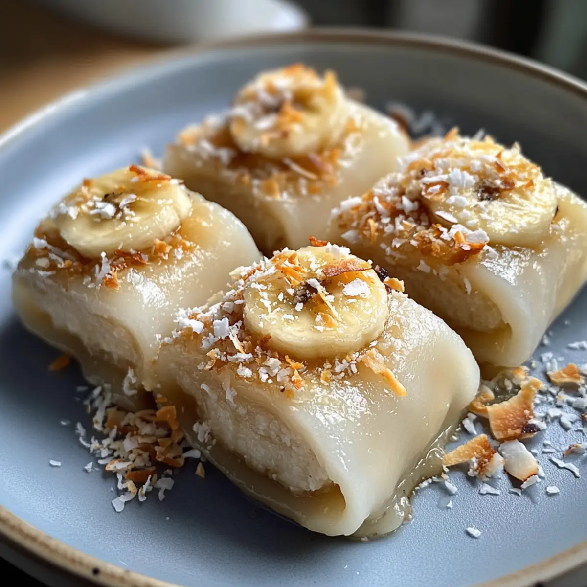 Irresistibly Chewy Banana Mochi with Coconut Crunch