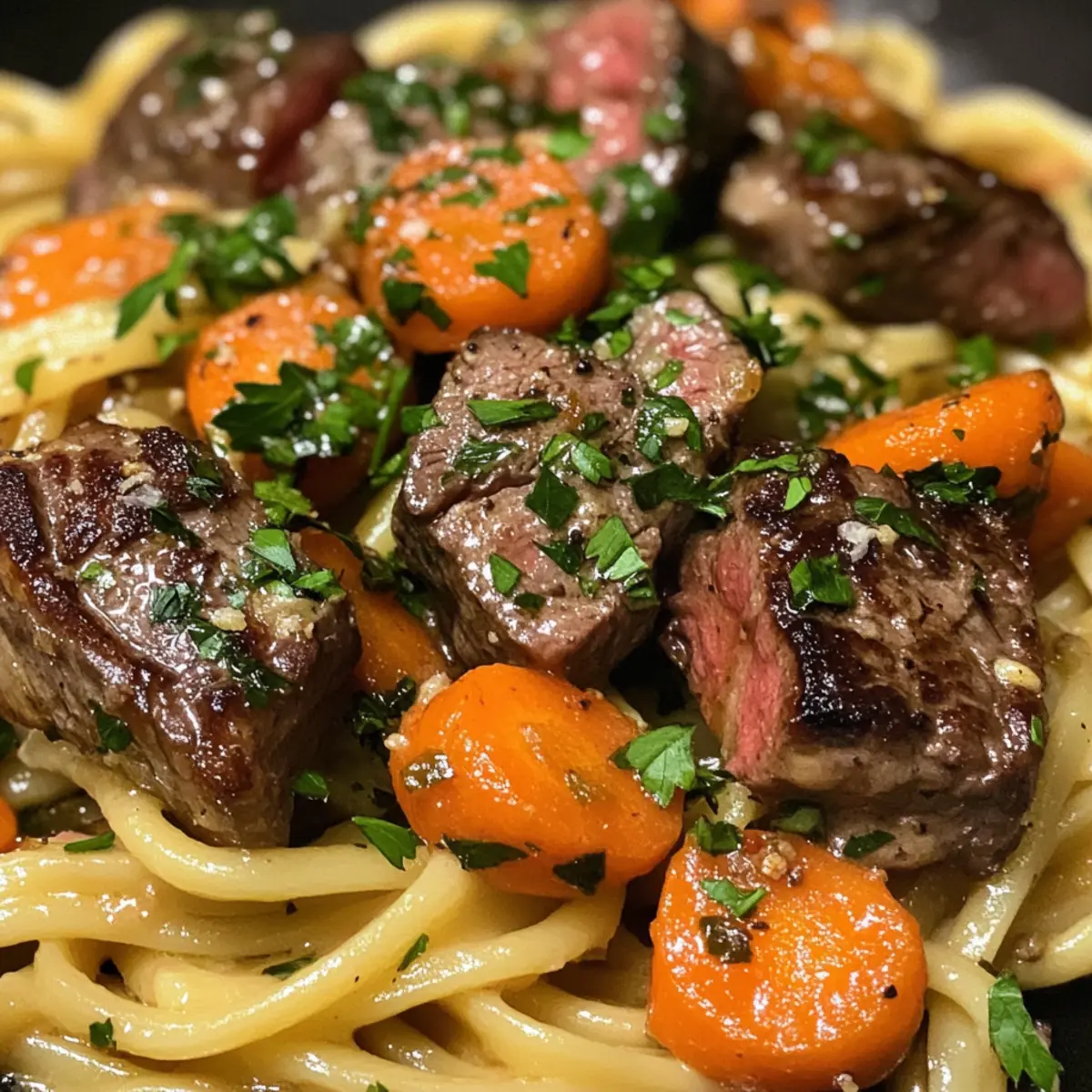 Cowboy Butter Steak Linguine with Roasted Carrots Magic