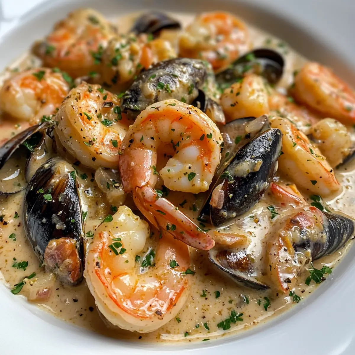 Savory Shrimp and Mussels in Creamy Garlic Sauce Bliss