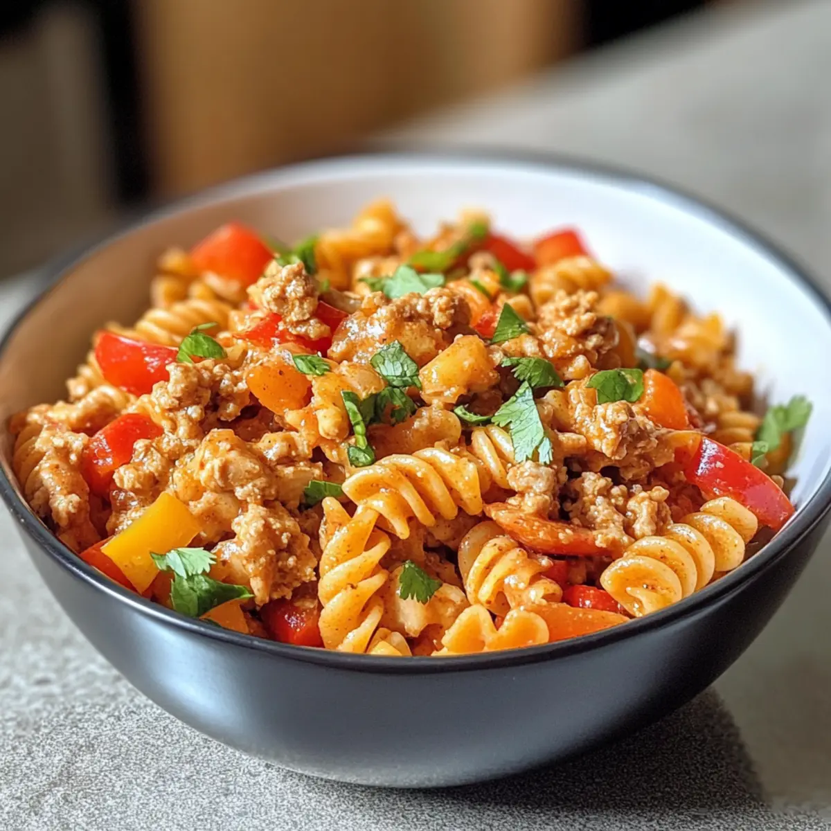One Pot Ground Chicken Fajita Pasta for Busy Weeknights