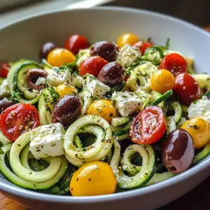 Fresh Low-Carb Zucchini Noodle Greek Salad