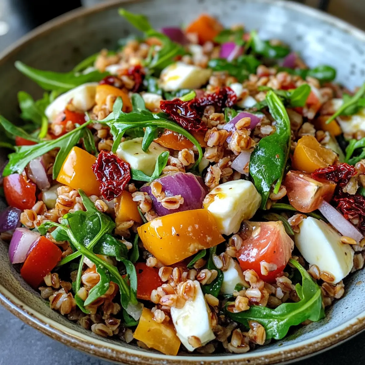Antipasto Farro Salad with Sun-Dried Tomato Vinaigrette