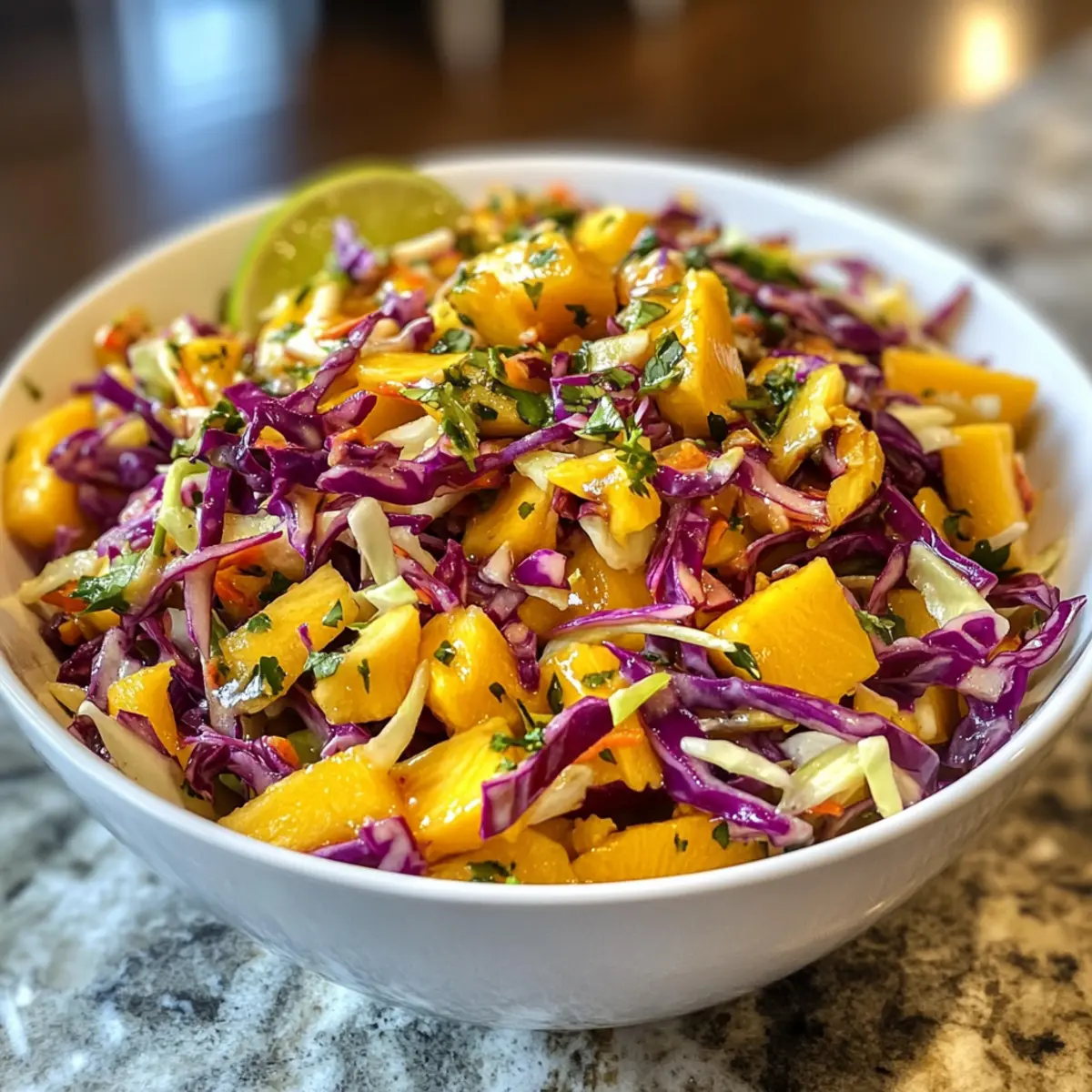 Crispy Mango Slaw with Lime and Honey Dressing for Summer Vibes