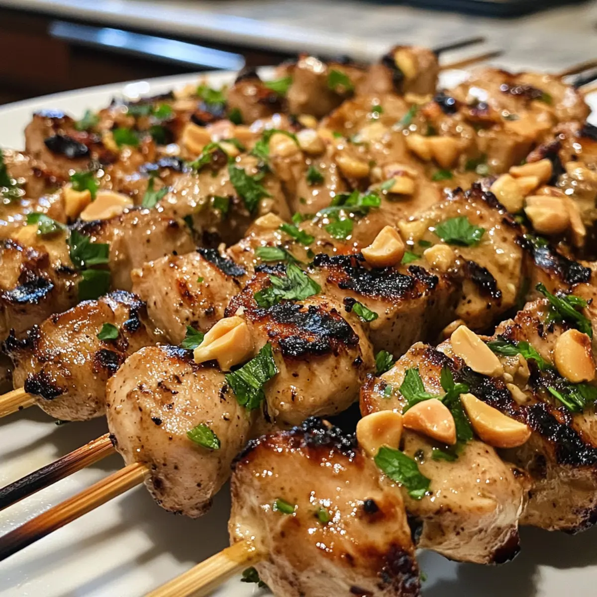 Delicious Vietnamese Lemongrass Chicken Skewers with Peanut Sauce