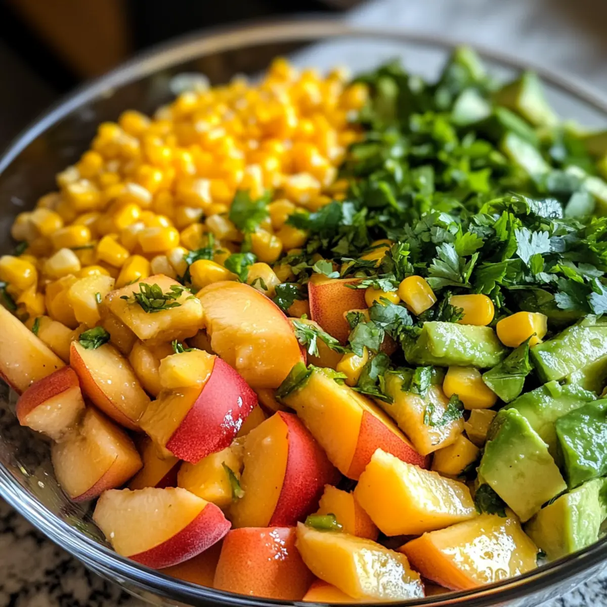 Peach Avocado Corn Salad with Honey-Lime Dressing Bliss