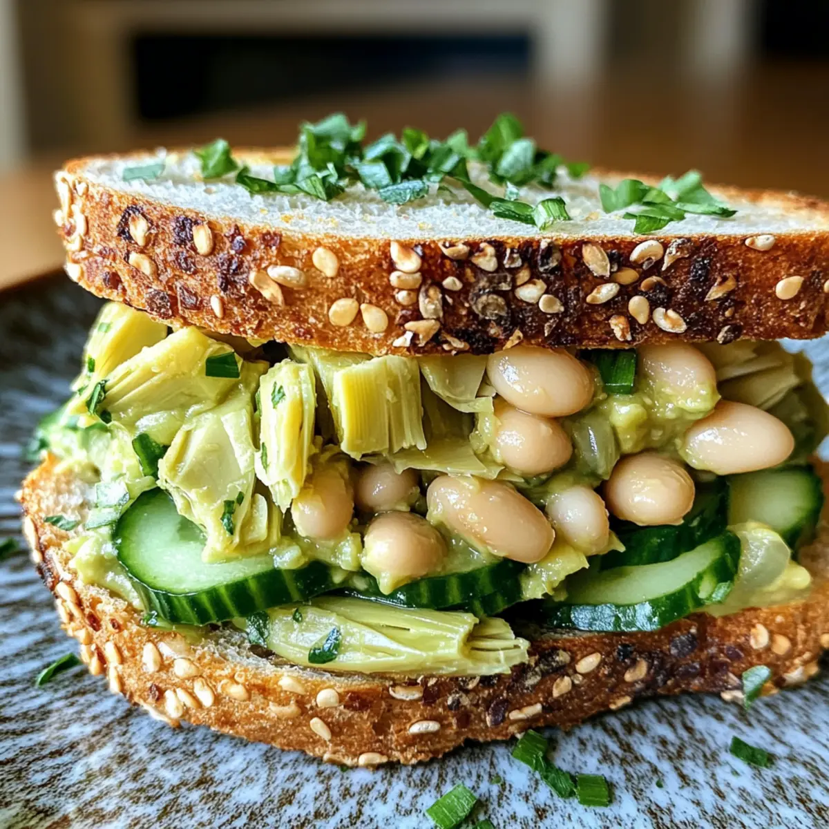 High Protein Avocado White Bean Sandwich