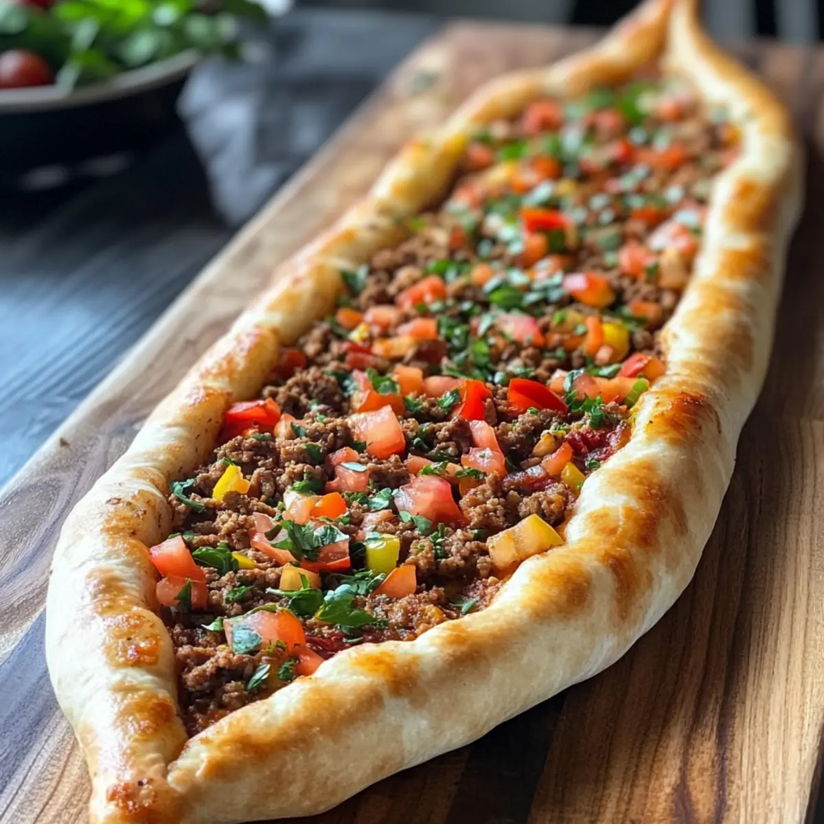 Turkish Pide Flatbread with Minced Lamb: A Flavorful Delight