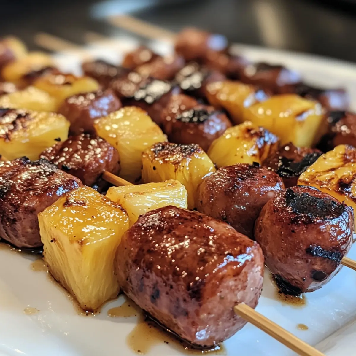 Pineapple Brown Sugar Smokies Skewers