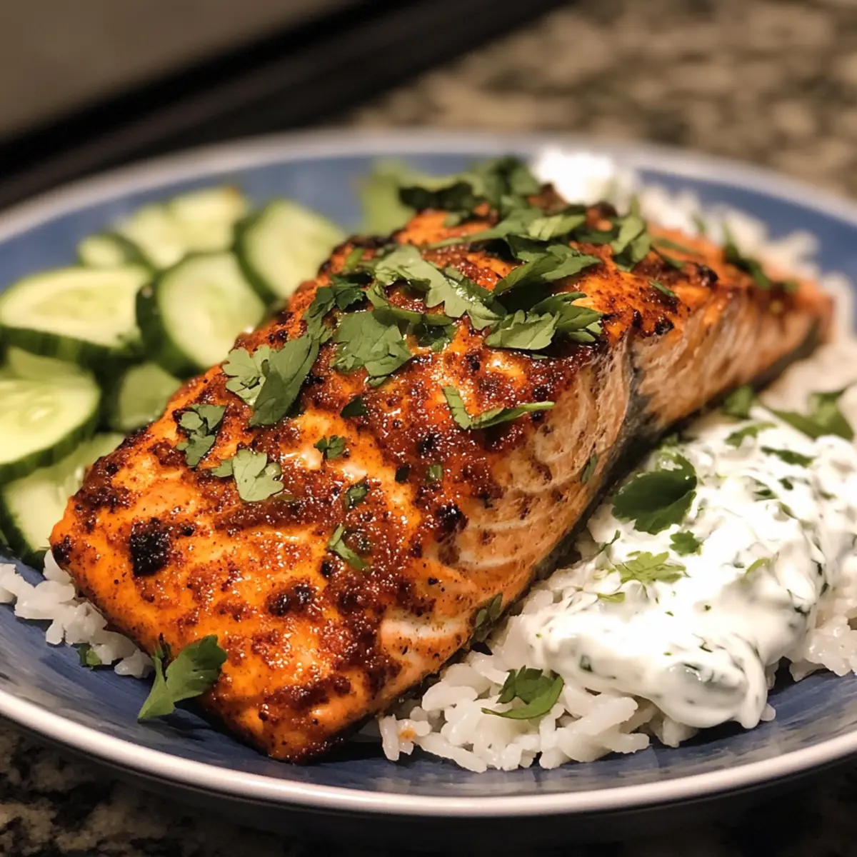 Tandoori Salmon with Raita: A Spicy, Creamy Delight
