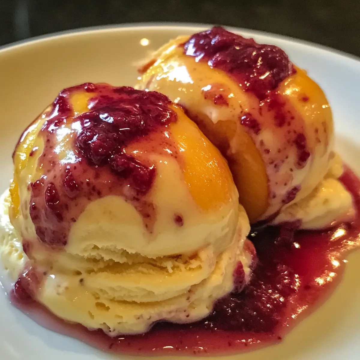 Delightful Peach Melba with Tangy Raspberry Sauce